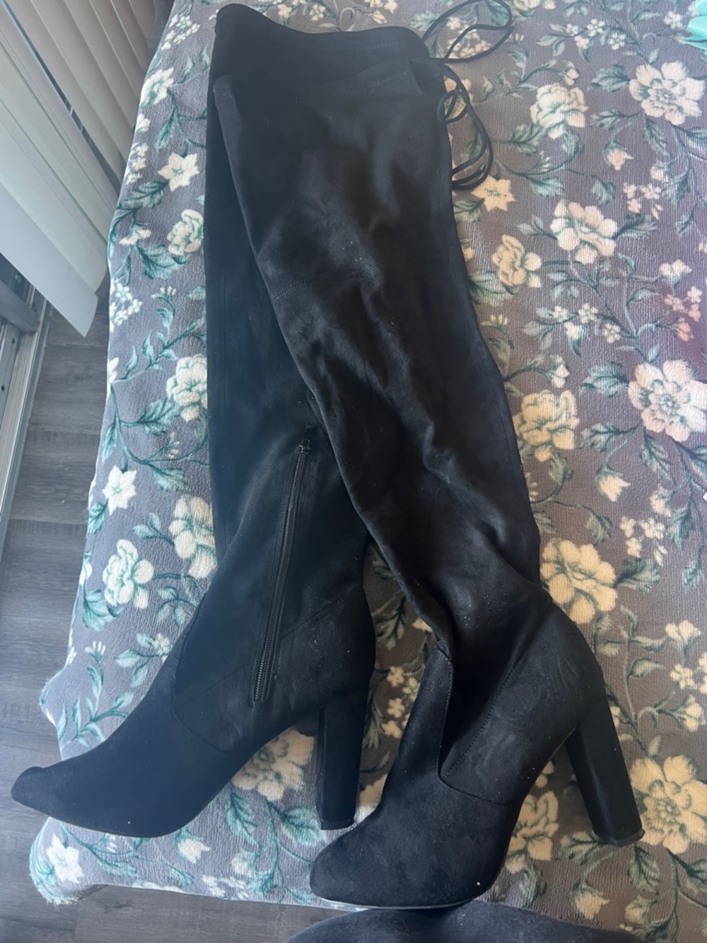 Over-the-Knee Block Heel Boots in Black - Women's